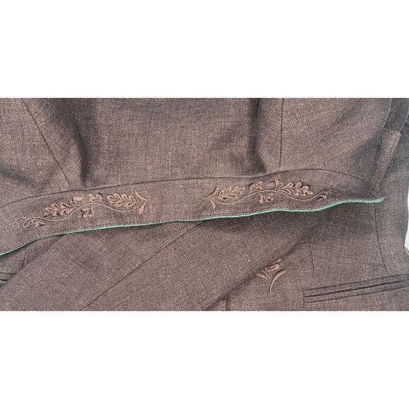 Bauer Pour Femme women's blazer buttons long sleeve embroidered lined linen M - Picture 8 of 10